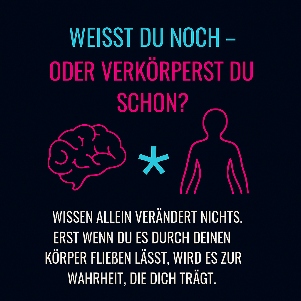 Hirn versus Körperumriss mit dem Hinweis, dass wissen allein nichts ändert