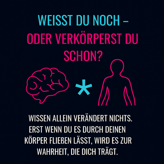 Hirn versus Körperumriss mit dem Hinweis, dass wissen allein nichts ändert