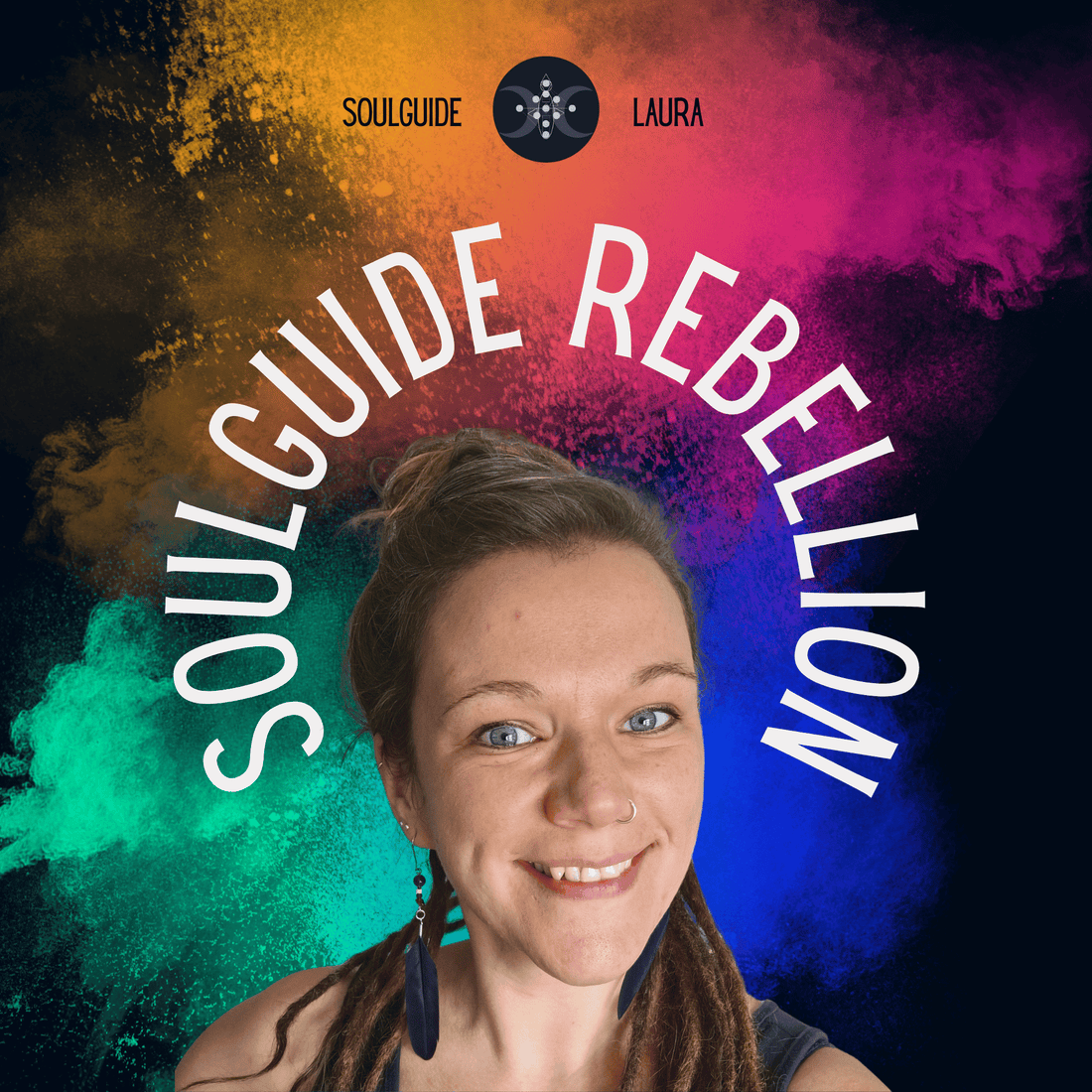 Laura mit Logo Soulguide Rebellion Farbwolke